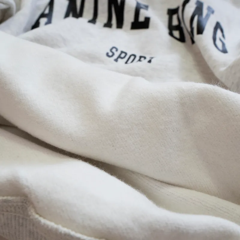 Rowling Chic Lettera Stampa grafica Felpa con cappuccio in cotone lavato Donna Manica lunga O Collo Pullover Causale Classico Top Donna 220815