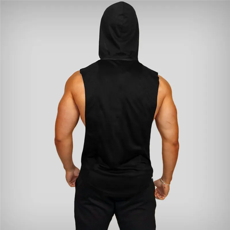Muscleguys Brand Hooded Gym Clothing Mens Cotton Sport Sweatshirt Fitness Vest Bodybuilding Tank Top Men Muscle Sleeveless Shirt 220621