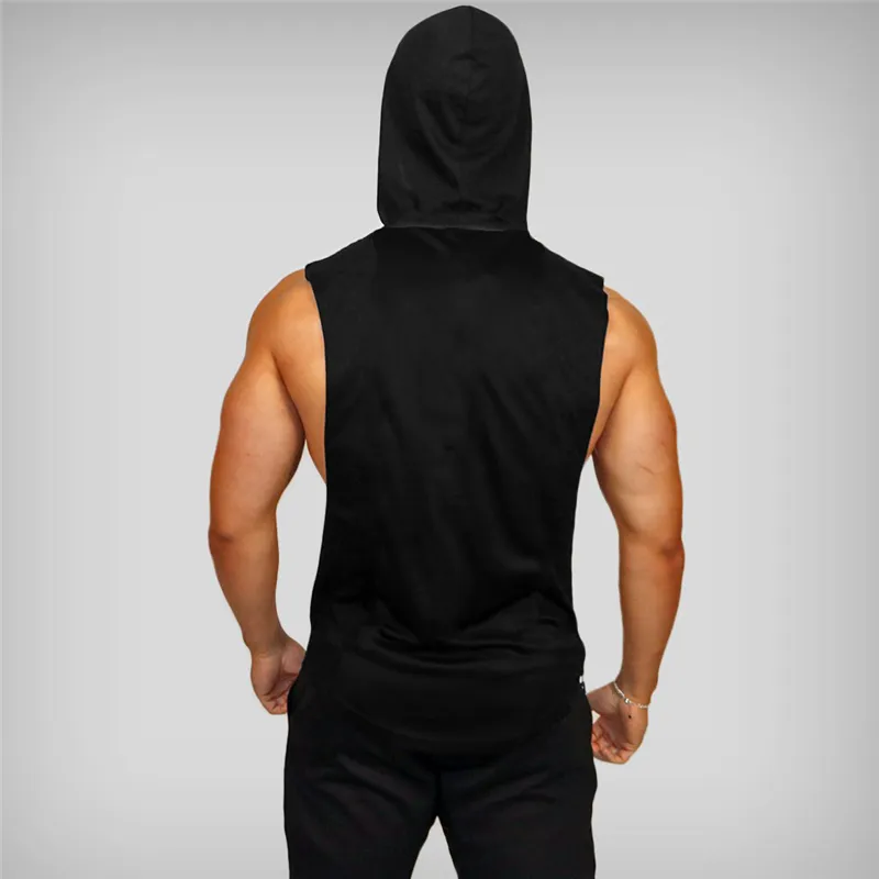 Muscleguys Marque À Capuche Gym Vêtements Hommes Coton Sport Sweat Fitness Gilet Bodybuilding Débardeur Hommes Muscle Sans Manches Chemise 220621