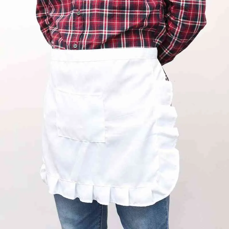 Cuisine Tablier Dentelle Bib Maid Costume Demi Taille Avec Poche Cuisine Party Favors Pour Les Femmes Serveuse Noir Blanc A50 Y220426
