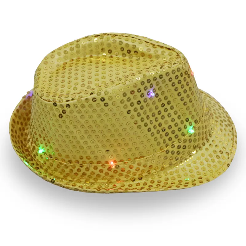 تقعس Cap Cap Performance Hats Magic Hats LED Jazz Hat Flighting Light Hip Hop Hat