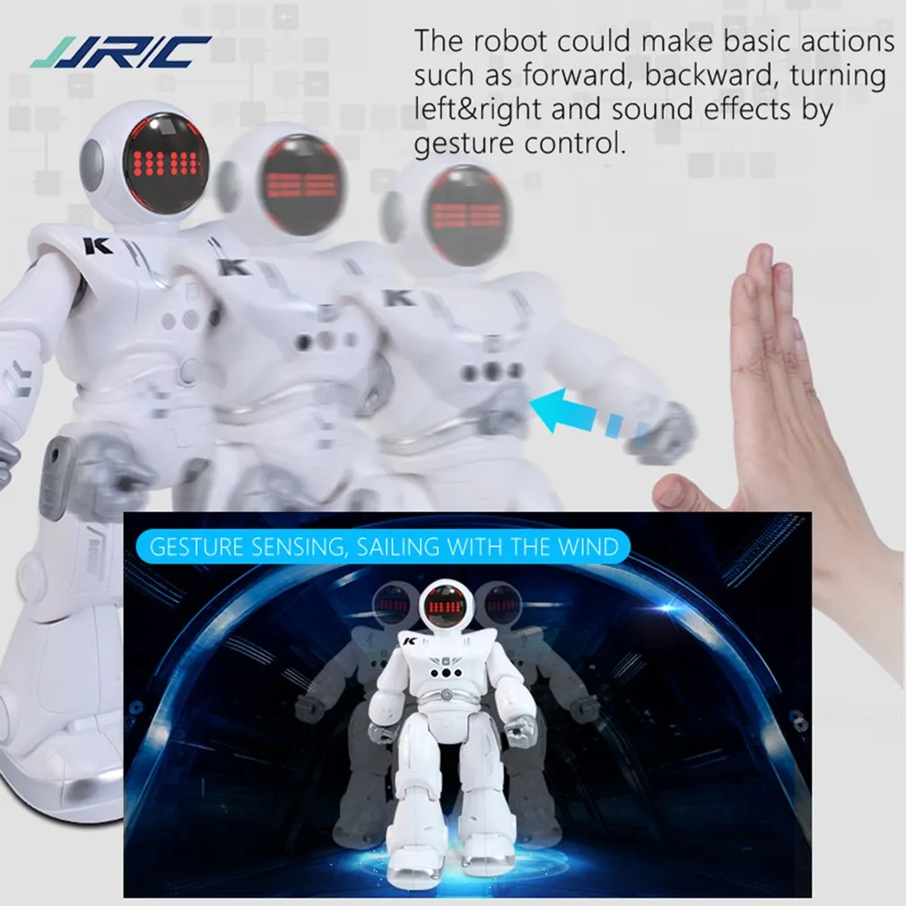 R5 Robots Kids Toy 2.4G gebaarsensor Smart Programming Automatische presentatie Intelligent RC Robot Remote Control Toys W/ Muzieknummers Lighting JJRC R18