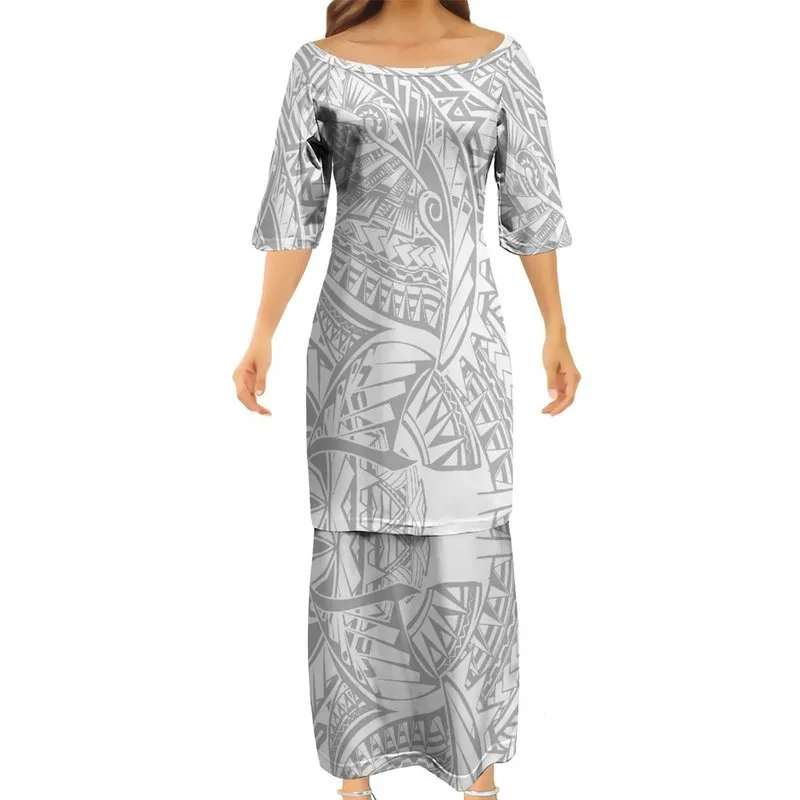 Fashion Charming Women Elegant Club Bodycon Dresses Samoan Puletasi Polynesian Design Dress 220706