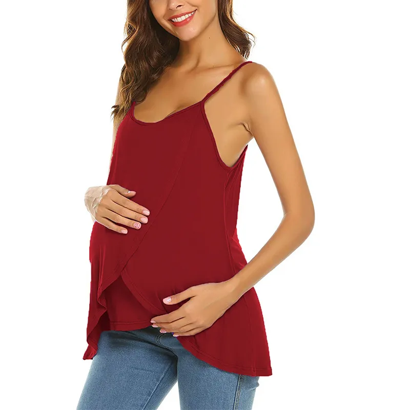 Kvinnor Gravid Strappy Vest Nursing Toppar Maternity Amning T-shirt Sommar Fashion Graviditet Wear 220419