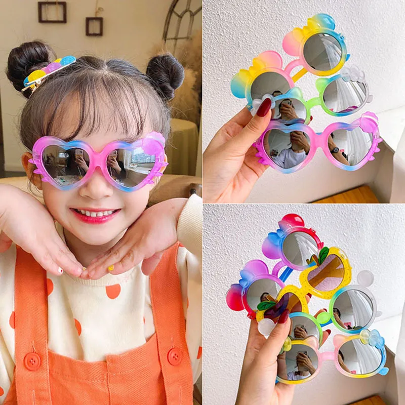 Children Cute Gradient Colors Cartoon Bear Cat Rabbit Sunglasses Girls Boys Outdoor Decorate UV Protection Fashion Eyewear 220705