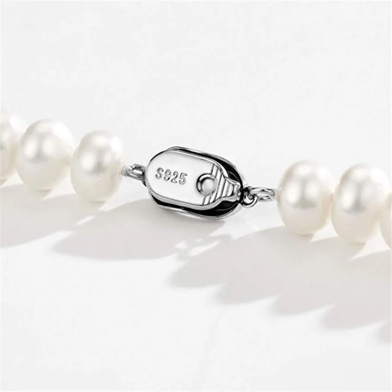 Dainashi blanc 7 10mm collier de brins de perles de culture d'eau douce en argent Sterling bijoux fins pour les femmes cadeau d'anniversaire 220722