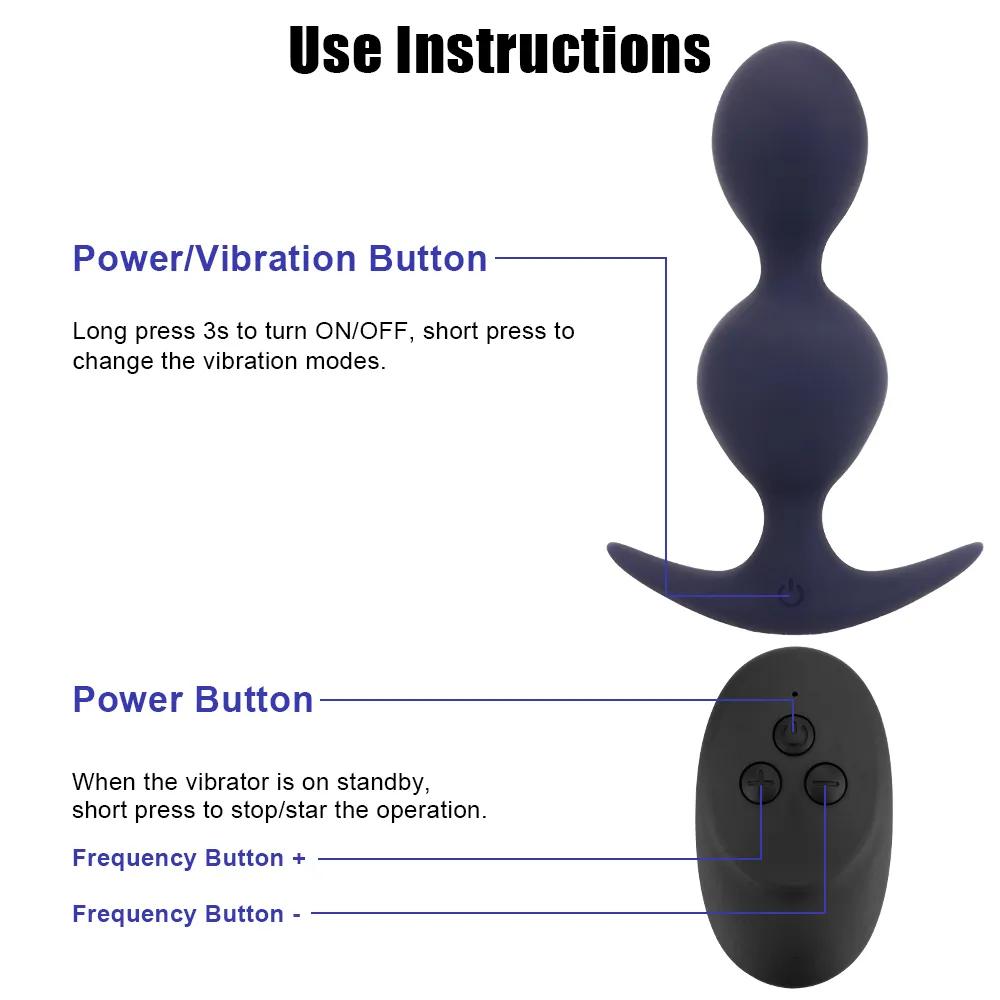 OLO Control remoto Vibrador de cuentas anales Vibrador Masajeador de próstata Juguete sexy para mujer Hombre Butt Plug Productos para adultos