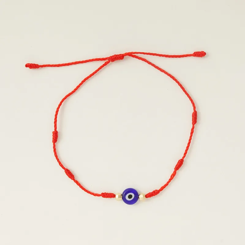 Turkiska lyckliga onda ögonarmband för kvinnor 6 sthandgjorda flätade röda svarta rep 7 knutar lyckliga smycken vänskapsarmband