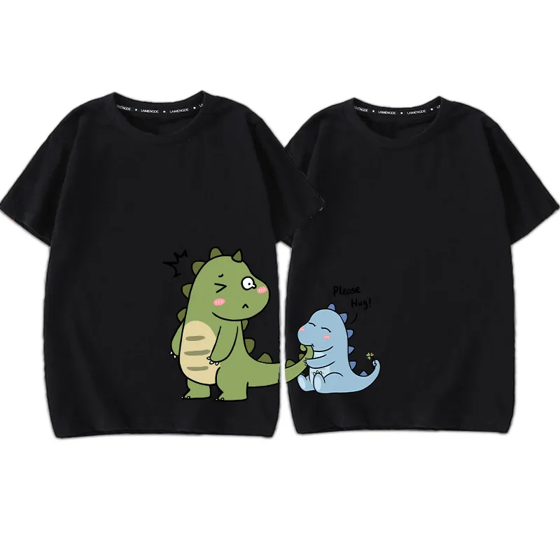 T-shirt da coppia con stampa di dinosauri Abbigliamento da abbinare alla famiglia Cotone morbido e confortevole a maniche corte Top Tee Abiti la famiglia 220531