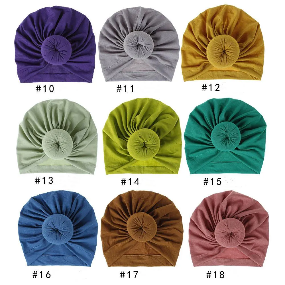 Baby Turban bonnet colore del cotone top knot nodo interno Hijab africano twist headwrap ragazze ragazzi testa avvolge India Hat Hijab Cap