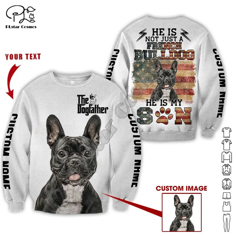 PLstar Cosmos Cute Bulldog francese Felpe con cappuccio animali stampate 3D Felpe con cappuccio con zip uomo e donna Casual Streetwear Style F01 220713