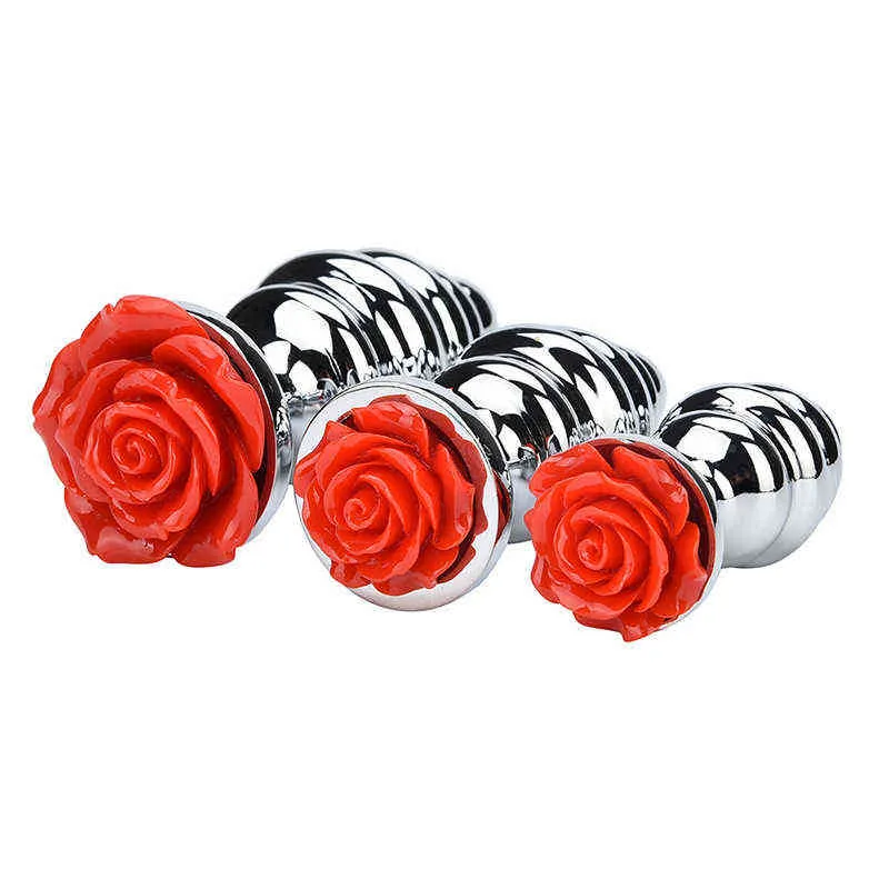 Erotica Anal Toys Round Rose Blume Pull Perlen Butt Plug Metal S/M/L Set Expander Anus Sex für weibliche männliche 220507