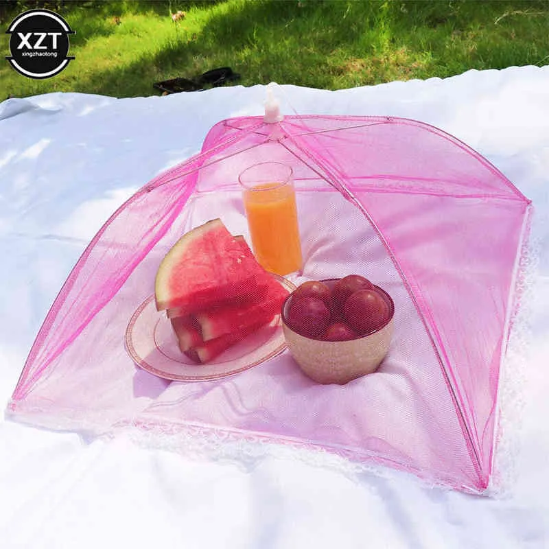 Cuisine Accessoires Couvertures alimentaires Mesh Pliable Cuisine Anti Fly Mosquito Tent Dome Net Umbrella Picnic Protect Food Cover Y220526