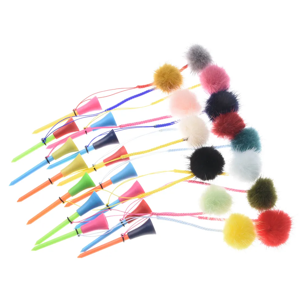 Caoutchouc Golf Tees Multi Couleurs 4 cm Imitation Fourrure De Vison Balles En Peluche Corde À La Main Prévenir La Perte Golf Ball Holder