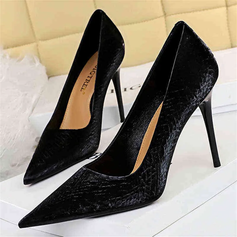 2022 Women Women 10cm Fetish High Heels Pumps Scarpins Designer Office Lady Green Heels Nightclub Party Shoes Plus G220516