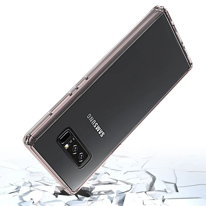 Quadro de tpu mole e capa traseira transparente para PC CRISTAL CASO CRISTAL PARA SAMSUNG Galaxy Note 8 Note8 Fundas CAPA