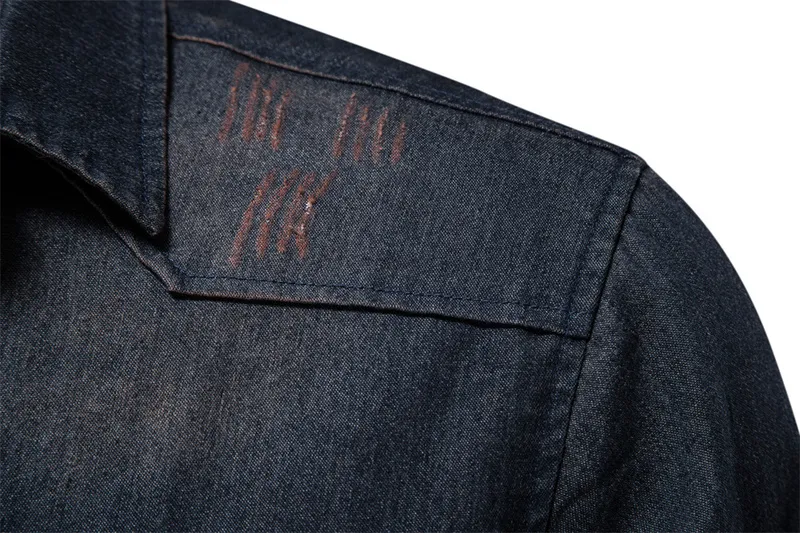 Camicia di jeans in cotone elasticizzato di marca AIOPESON Camicie da cowboy da uomo a maniche lunghe di qualità abbigliamento casual slim fit 220322