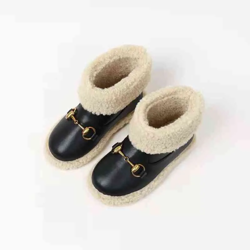 kid fur boot for girl black fashion kids winter warm shoes genuine leather vamp baby girls boutique snow boots wu 26356173284
