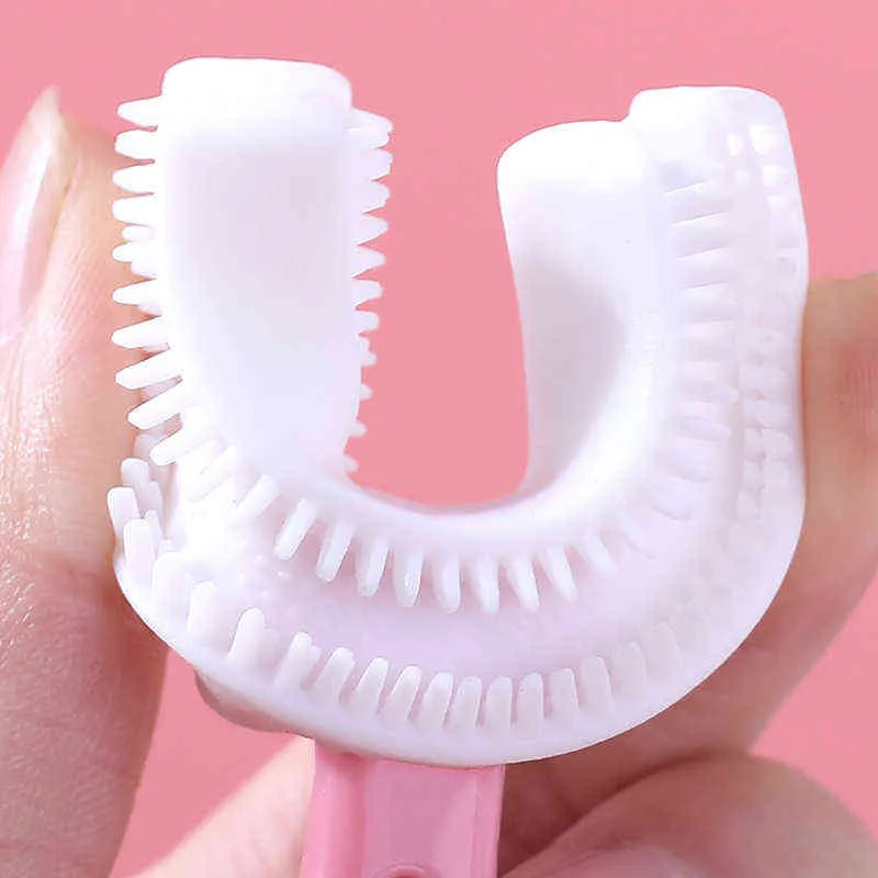 Zahnbürste Baby Zahnbürste Kinder 360 Grad U-förmige Kind Beißringe Pinsel Silikon Kinder Zähne Mundpflege Reinigung 0511
