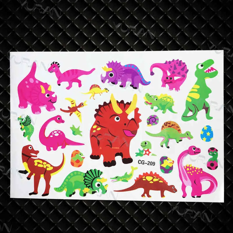 NXY Temporary Tattoo Waterproof Cartoon Dinosaur s Sticker for Kids Children Tiny Tatoos Realistic Fake Cute Arm Face Body Art 0330