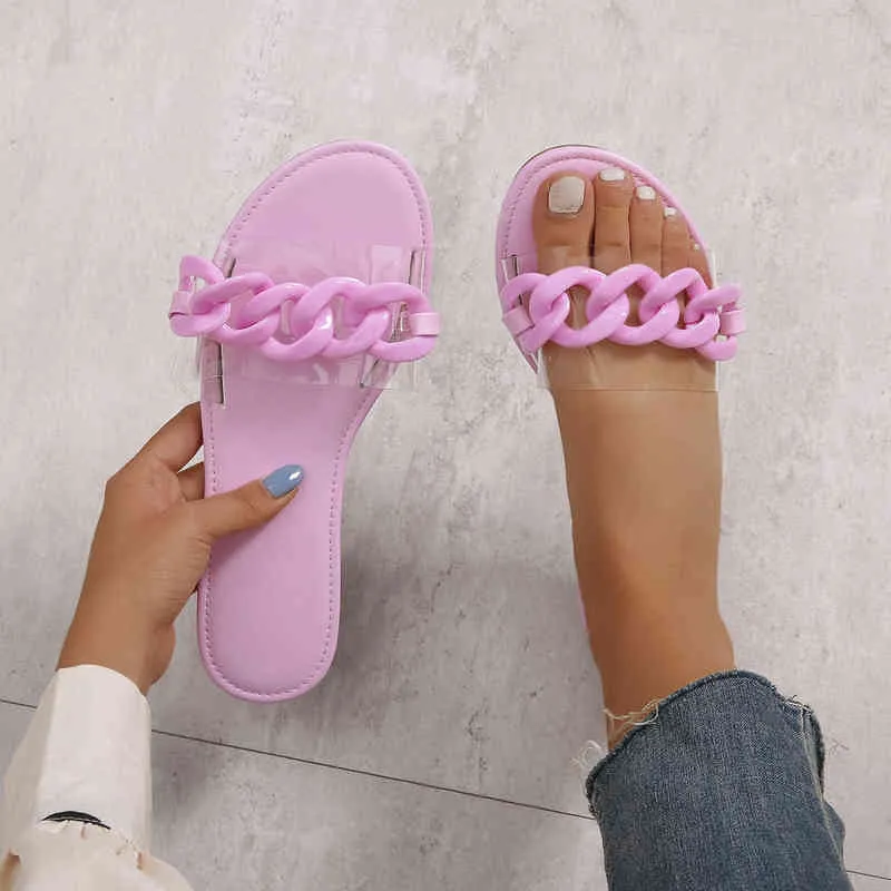 Sandales à fond plat Europe et amérique 2022 été bouton PVC sandales à fond plat femmes