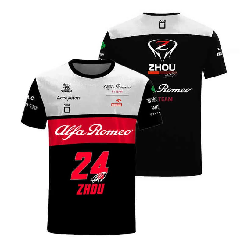 F1 Racing Extreme Sports Formula 1 Alfa.romeo Team 77 Valtteri Bottas Tee 24 Week Crown Feather Short Sleeve Men Summer T-shirt