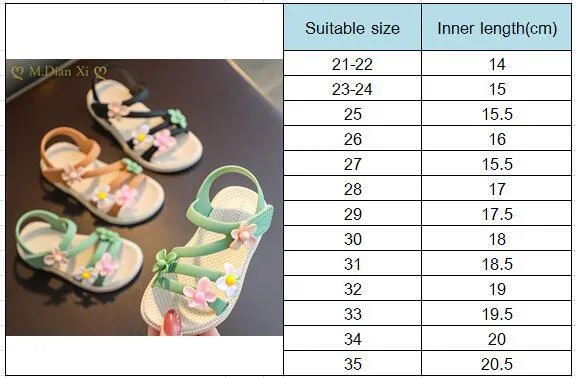 Verão feminino sandálias Flor Simples fofo rosa verde infantil sandálias infantil bebê macio casual escolar sapatos de menina 220621