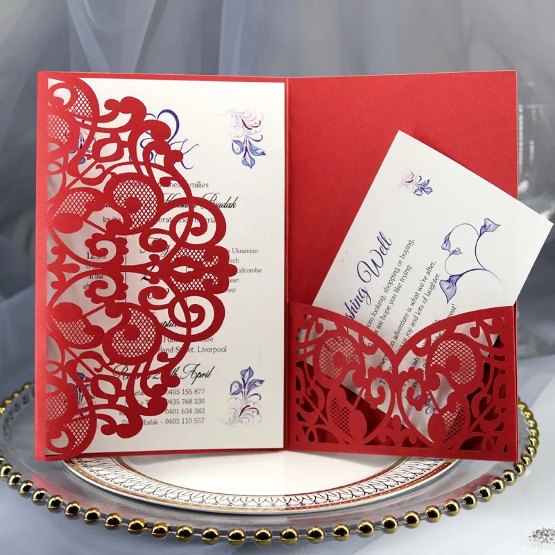 1 Uds., tarjeta de felicitación de invitación de boda con corte láser elegante azul y blanco, negocios personalizados con tarjetas RSVP, suministros de decoración para fiestas 220711