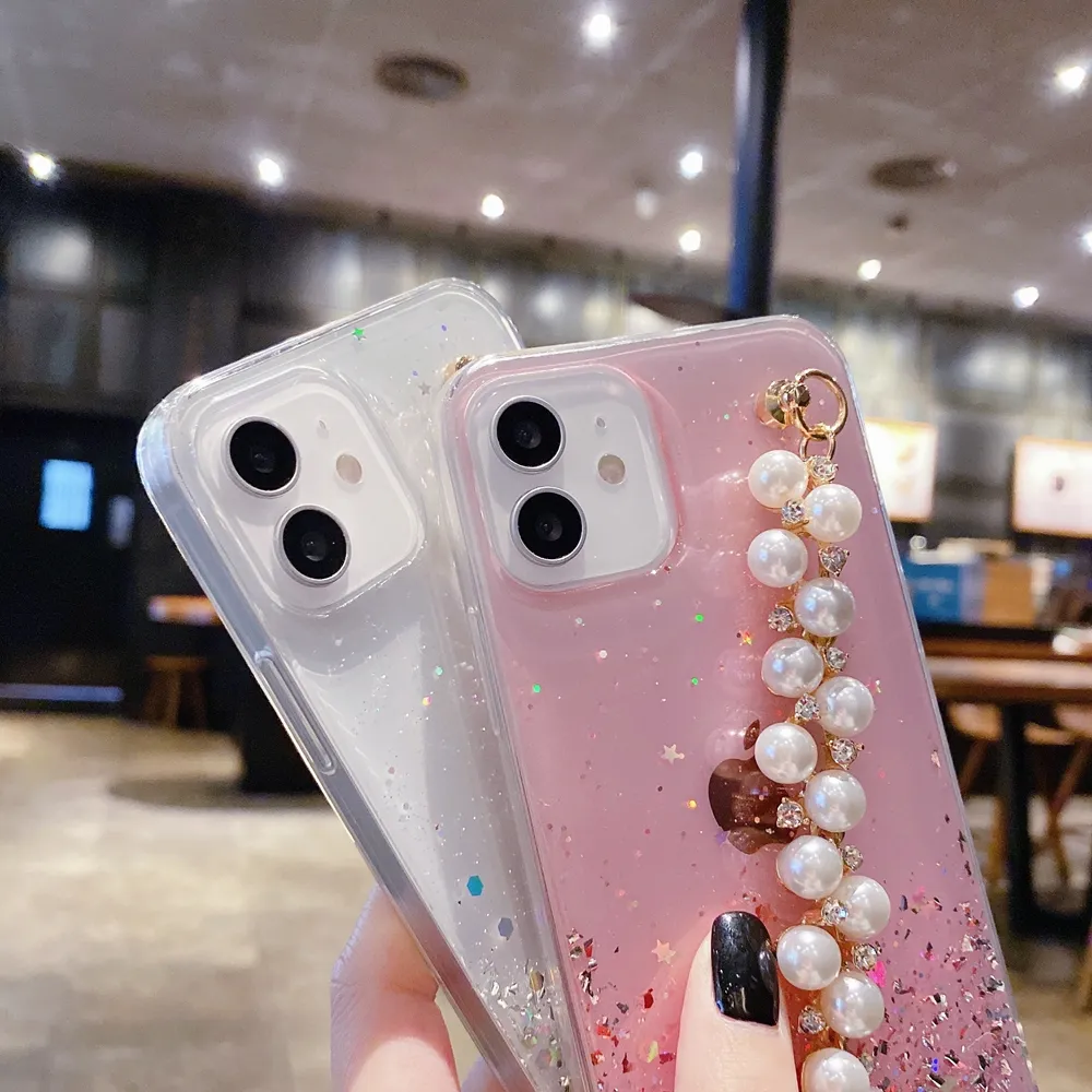 Pearl Bracelet Cell Phone Cases For OPPO A94 5G A74 A55 A54 4G A93 A73 A5 A9 A53S A31 A91 A52 A72 A15 A12 AX5S A5S Soft Cover