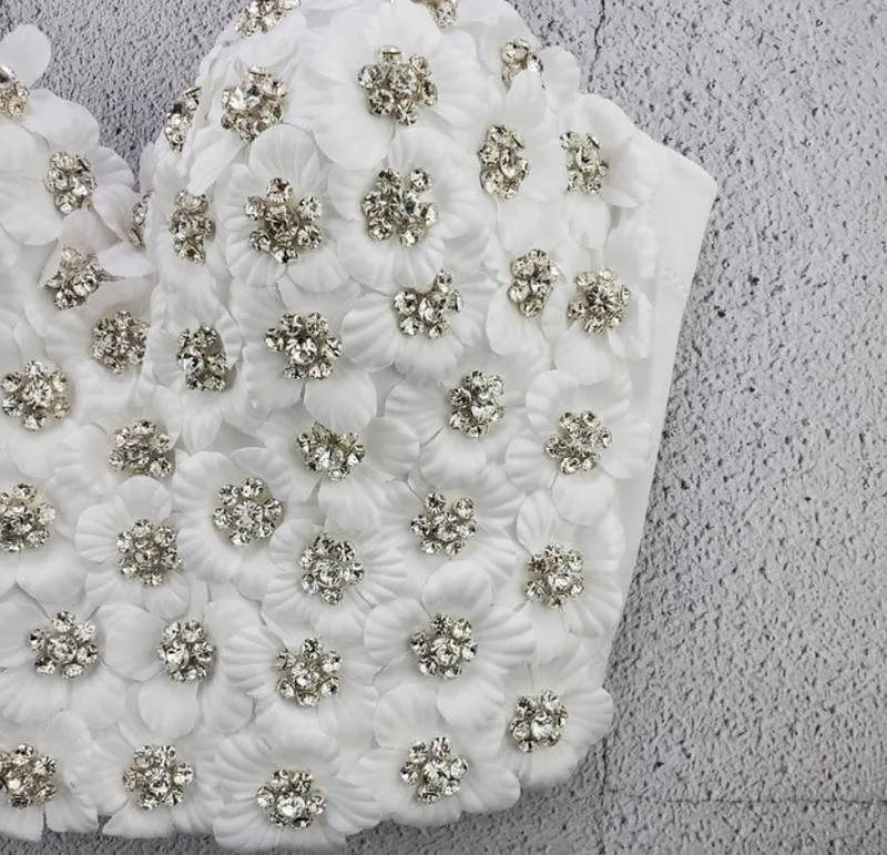 Soutien-gorge sexy en tête fleurs de perles de diamant Push Up Bralet Corset Bustier pour femmes Soutien-gorge Night Club Party Cropped Top Vest F2047 220318