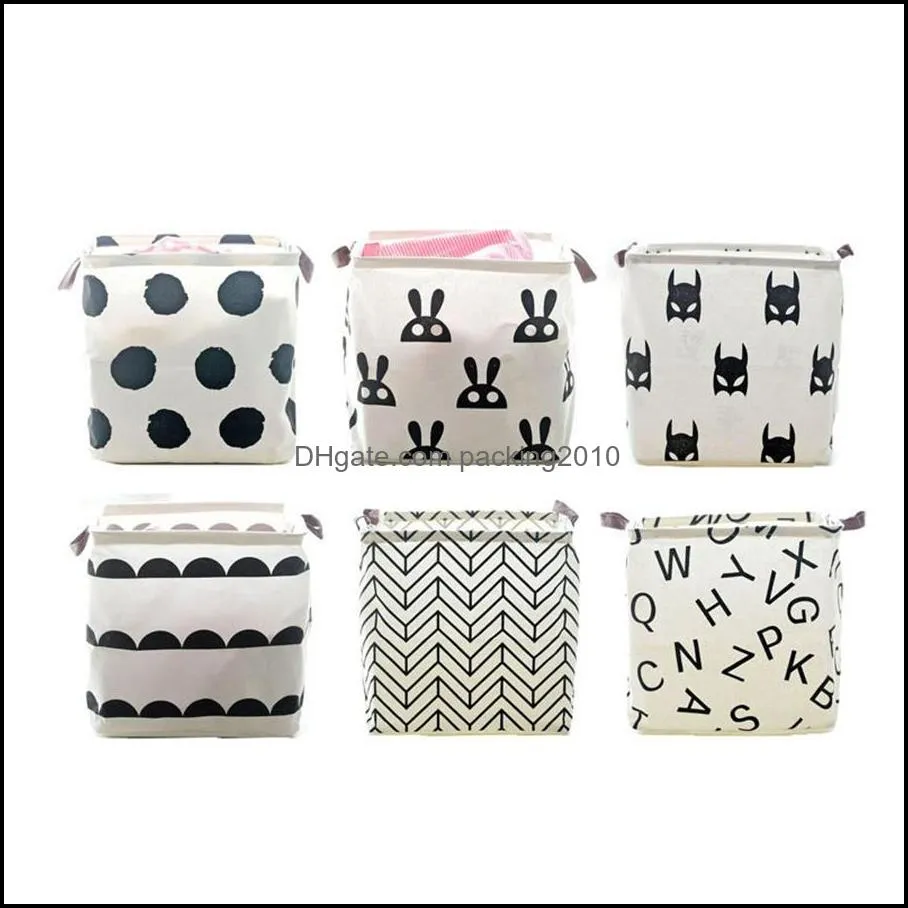 Storage Bags Square folding cloth art basket cotton linen dirty children`s clothes toy storage barrel