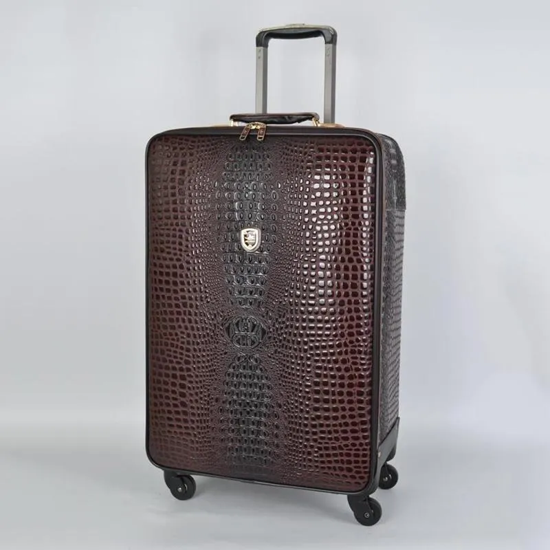 Suitcases Real Leather Crocodile Pattern Trolley Suitcase Universal Wheel 16 20 Inch Boarding Travel Luggage Full SuitcaseSuitcase2253