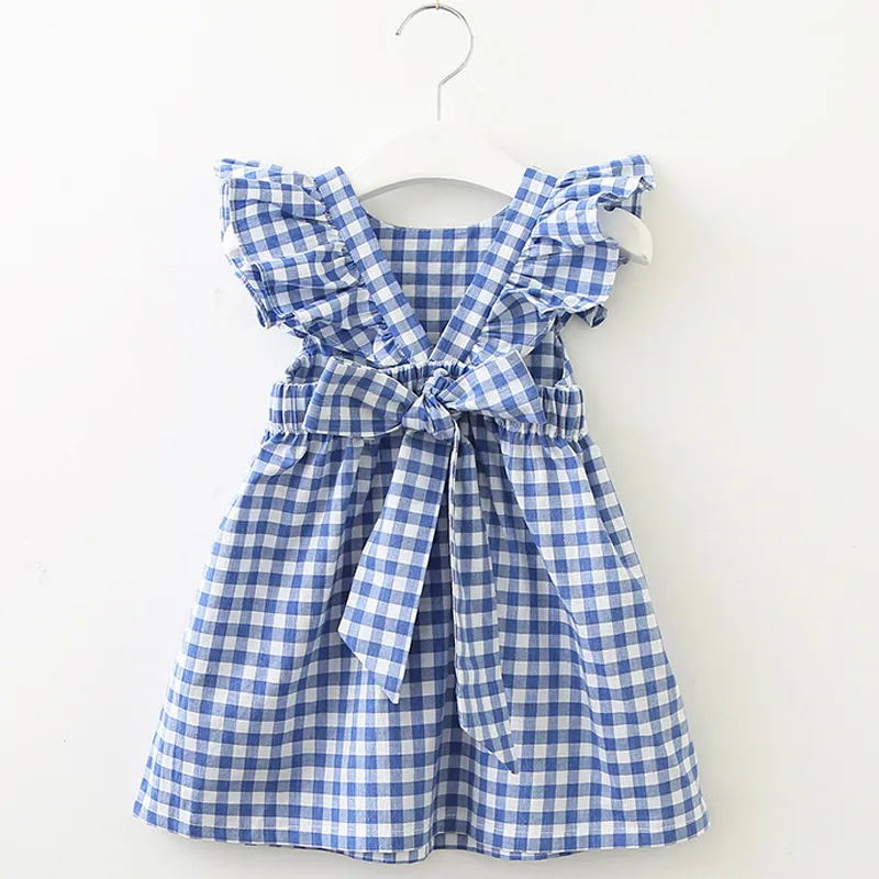 Summer Girls Dress Korean Strap Plaid Casual Sleeveless Party Princess Dress Cute Childrens Baby Kids Girls Clothing 220707