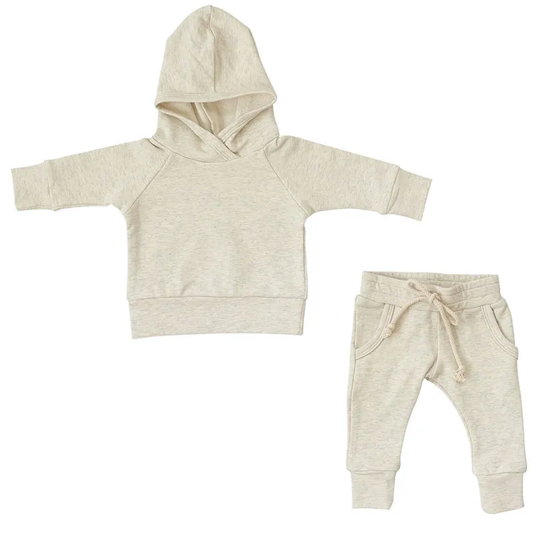 Set di abbigliamento in cotone bambini Kintting Neonati maschi Primavera Autunno Tuta allentata con cappuccio Pantaloni 2 pezzi Set di vestiti 220519