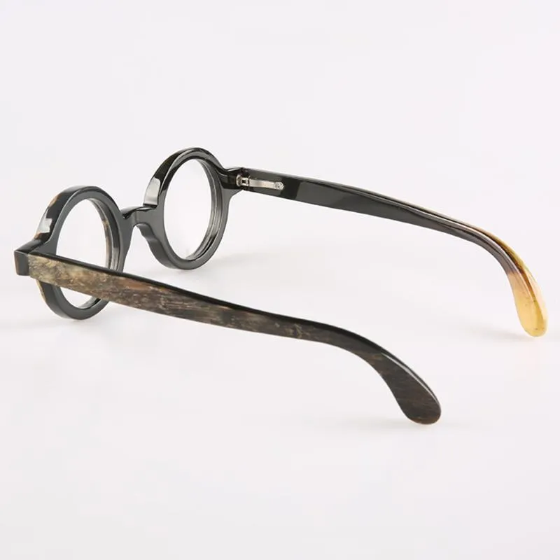 Óculos de sol clássico único artesanal redondo real natural chifre unisex óculos ópticos quadro para homens e mulheres 238x