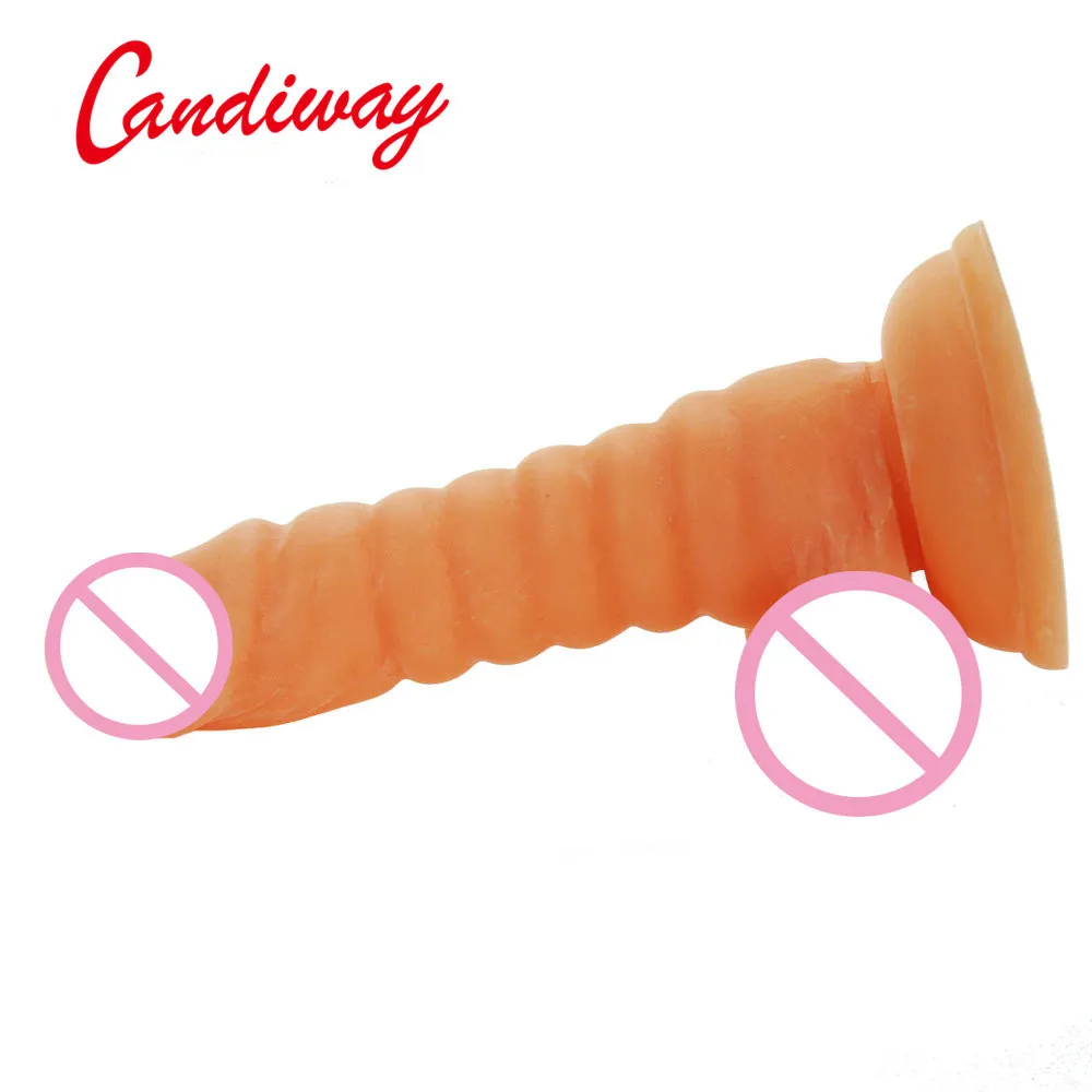Candiway Realistic Dildo Flexible penis textured cock shaft suction cup female masturbation virgina G Spot sexy toy for women