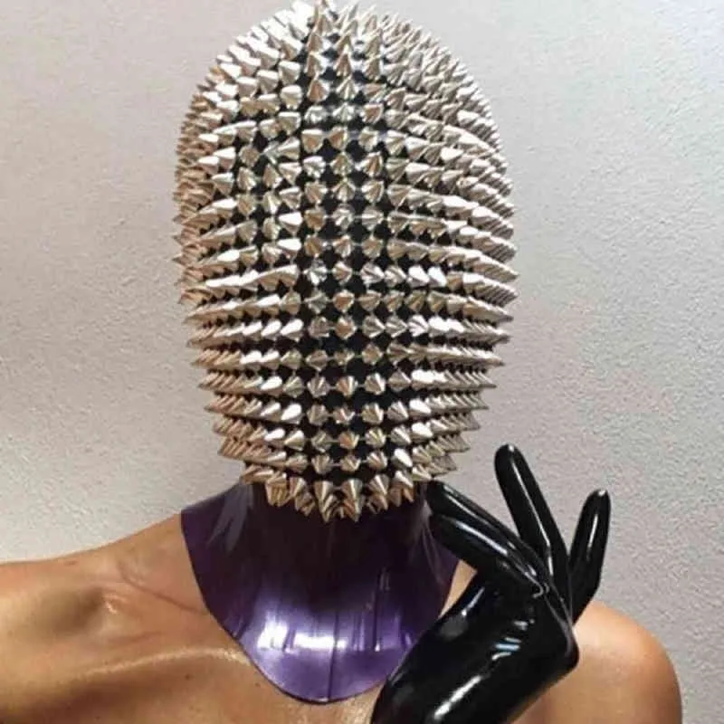 Funny Mask Studded Spikes Full Face Jewel Margiela Cover Holiday Halloween Horror Mascaras Masquerade Masque Cosplay Masks L220530