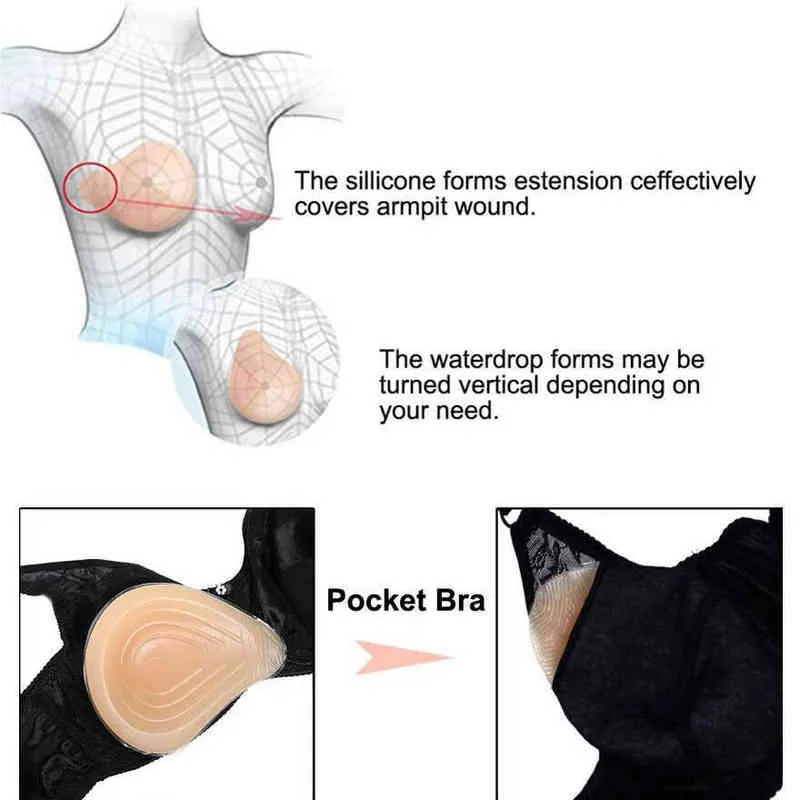 Forme de sein en silicone Mastectomie thoracique Sprial Forme Fausse Prothèse mammaire 500g PAD SOFT BON D40 H22051162298377655474