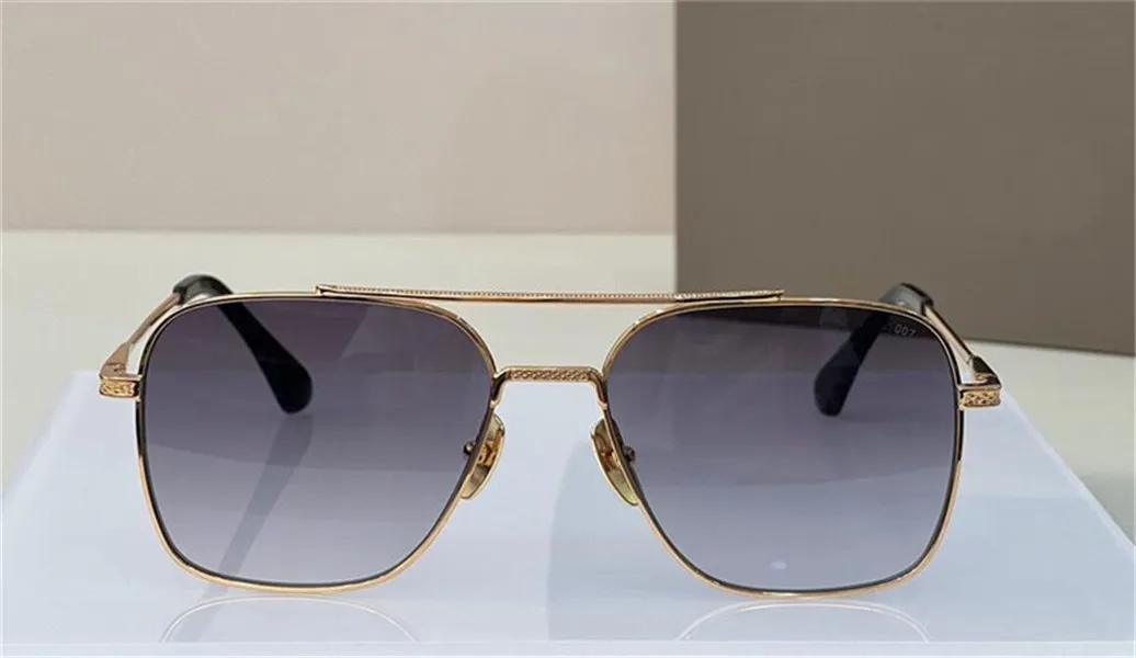 Solglasögon 07 Men Design Metal Vintage Glasses Fashion Style Square Frame UV 400 Lens med Case Top Quality30B