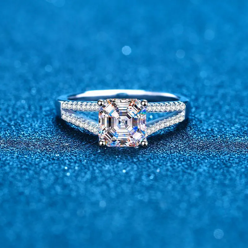 Anelli di fidanzamento della moissanite a taglio cerio 2ct Rhodium placcati 925 anello di test di passaggio della fede nuziale di diamante argento set perfetto9943629