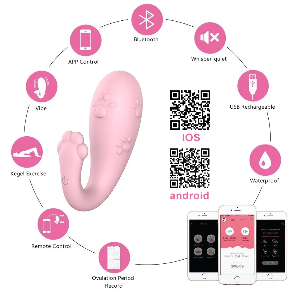 8 frekvens vibrator g-spot massage silikon trådlös app fjärrkontroll Bluetooth ansluter sexiga leksaker för kvinnor