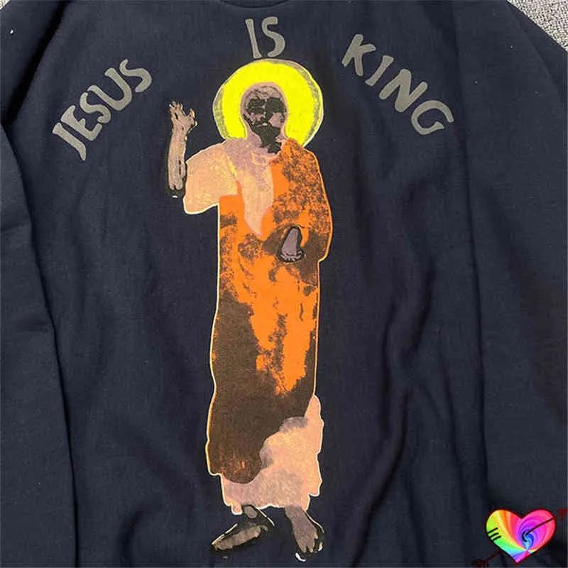 2022 Jezus grafische sweatshirts schuim print Jezus is koning sweatshirts hiphop tour ye hoodie lange mouw crewneck t220802