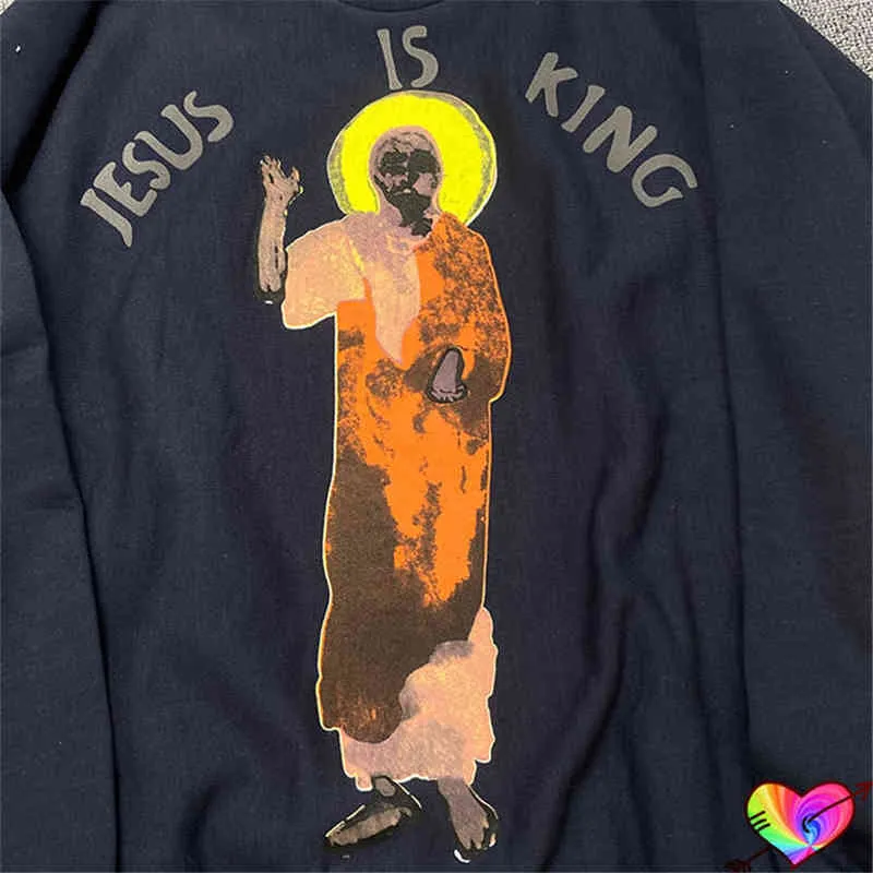 Sweat-shirt à manches longues et col ras du cou, avec image de Jésus, imprimé en mousse, Hip Hop, Tour Ye, 2022, T220802