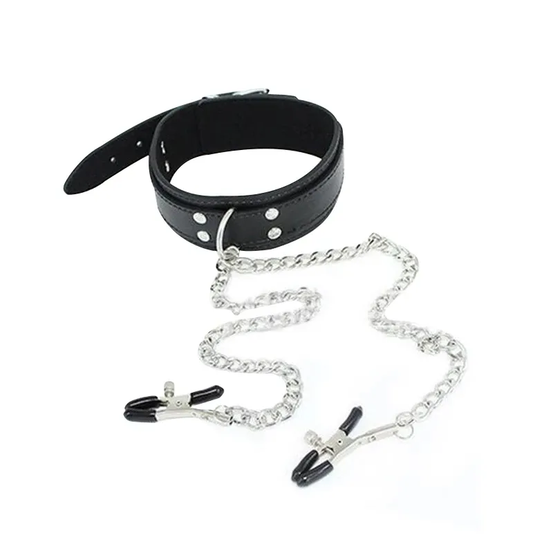 Fetish Tepelklemmen Ketting Borst Clip Vrouwelijke Bdsm Lederen Halsband Voor Vrouwen Erotische sexy Bondage Speelgoed Koppels Volwassen Spelletjes