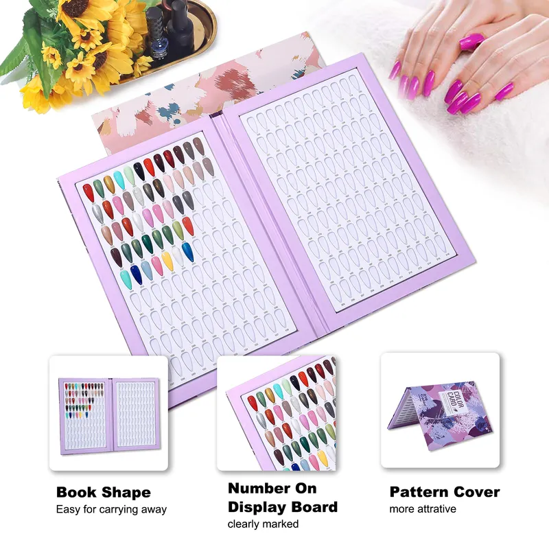 216 kleuren Nagel tips Display Book Diy Nail Art Towlep Shelf Gel Nail Polish Color Card Chart Painting Dedicated Display Board 220726