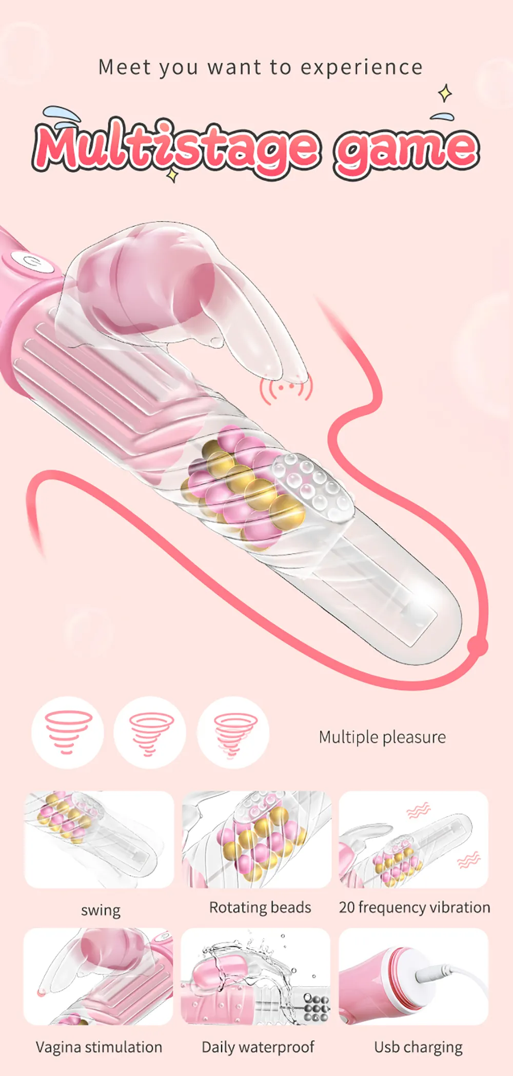 Vibratore del punto G a 12 velocità le donne Dildo giocattolo sexy Coniglio Massaggiatore clitorideo vaginale Giocattoli masturbatore femminile Wome