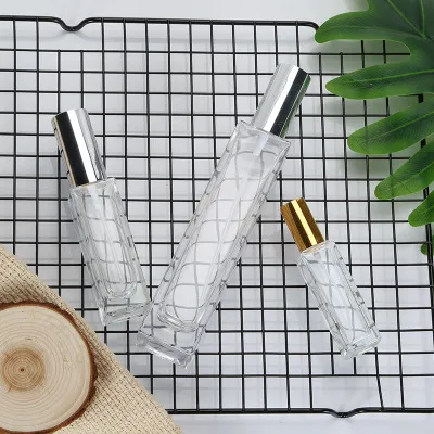 5ml 10ml 20ml 30ml 50ml Transparent Glass Spray Bottle Sample Glass Vials Portable Mini Perfume Atomizer Gold Silver black Cap 220726