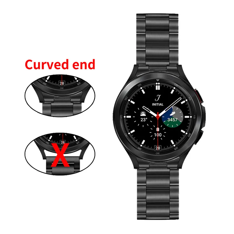 Gebogen uiteinde roestvrijstalen metalen band zonder opening voor Samsung Galaxy Watch 4 Classic 46 mm 42 mm 44 mm 40 mm vervangende bandarmband 220266W