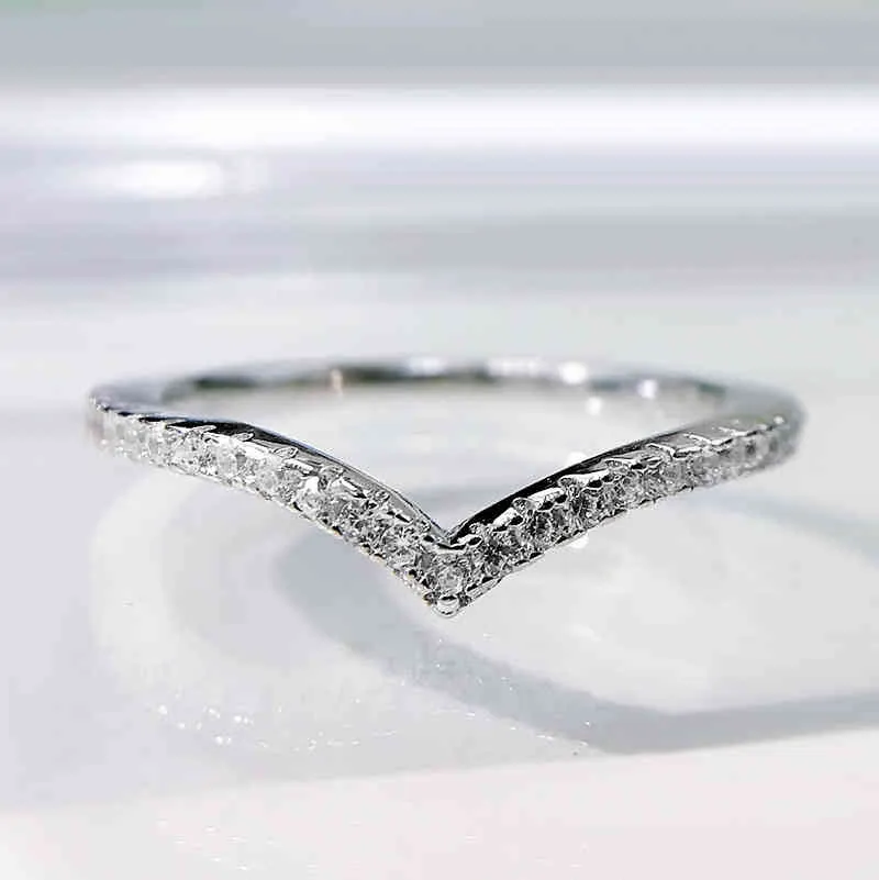 Longlong gouden sieraden 2021 Nieuwe S925 Silver V-vormige ring Superponponed ring Vrouwelijke trouwring Ins Net Red Simple Cool Style