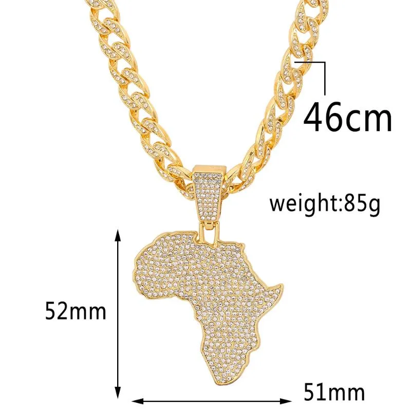 Hänghalsband isade ut stor kristallkubansk kedja med Joker Africa Map Gun Flower Animal Fashion Charm Hip Hop Jewelrypendant NE268L